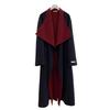 Black and Red Color Matching Elongated Large Lapel Double-sided Wool Coat Lazy Simple Temperament Belt Long Autumn and Winter Women