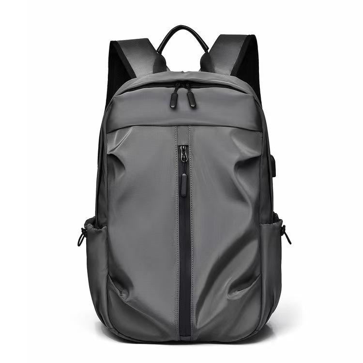 Men's Multi-Functional Casual Business Backpack with Logo Option - Simple Solid Color Fashion Design