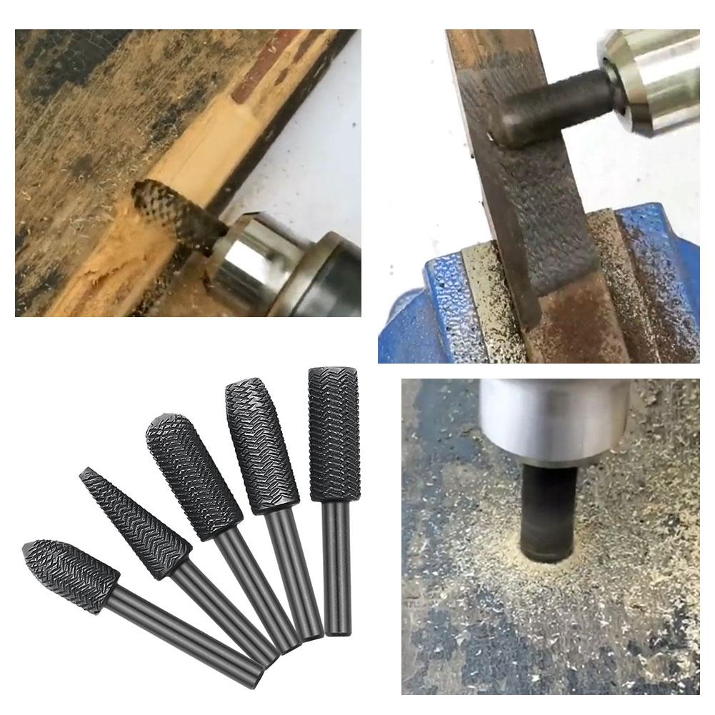 5 Stück Komplette Modelle Doppelt geschliffen Rotationsraspel Feilen Set 6mm Schaft Super Harter Stahl Feile Für Holzbearbeitung Metallschleifen
