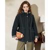 ET BOITE Women's Hooded Trench Coat with Color-Block Detail