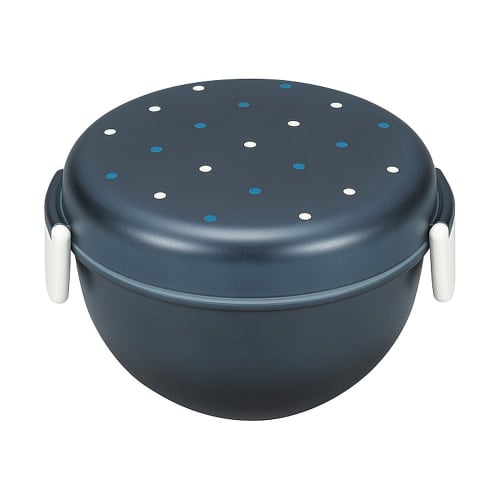Miyamoto Sangyo Have a Lunch Lunch Bowl, Wood Navy with Dots, 4512951115543