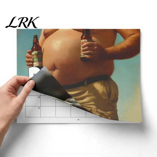 Thick Paper Monthly Organizer 2027 Beer Bellies Wall Calendar, Funny Men Photo Planner with Coil Decorative Binding for Home Office Bar Decor,