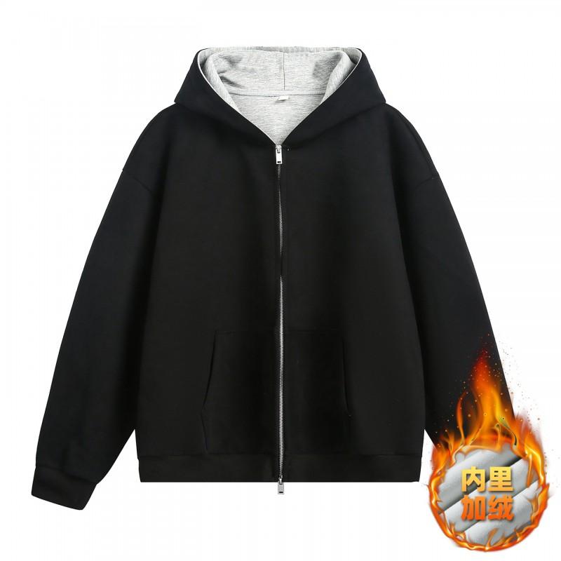 Unisex Oversized Hooded Zip-Up Sweatshirt Vintage Streetwear Casual Pullover Jacket