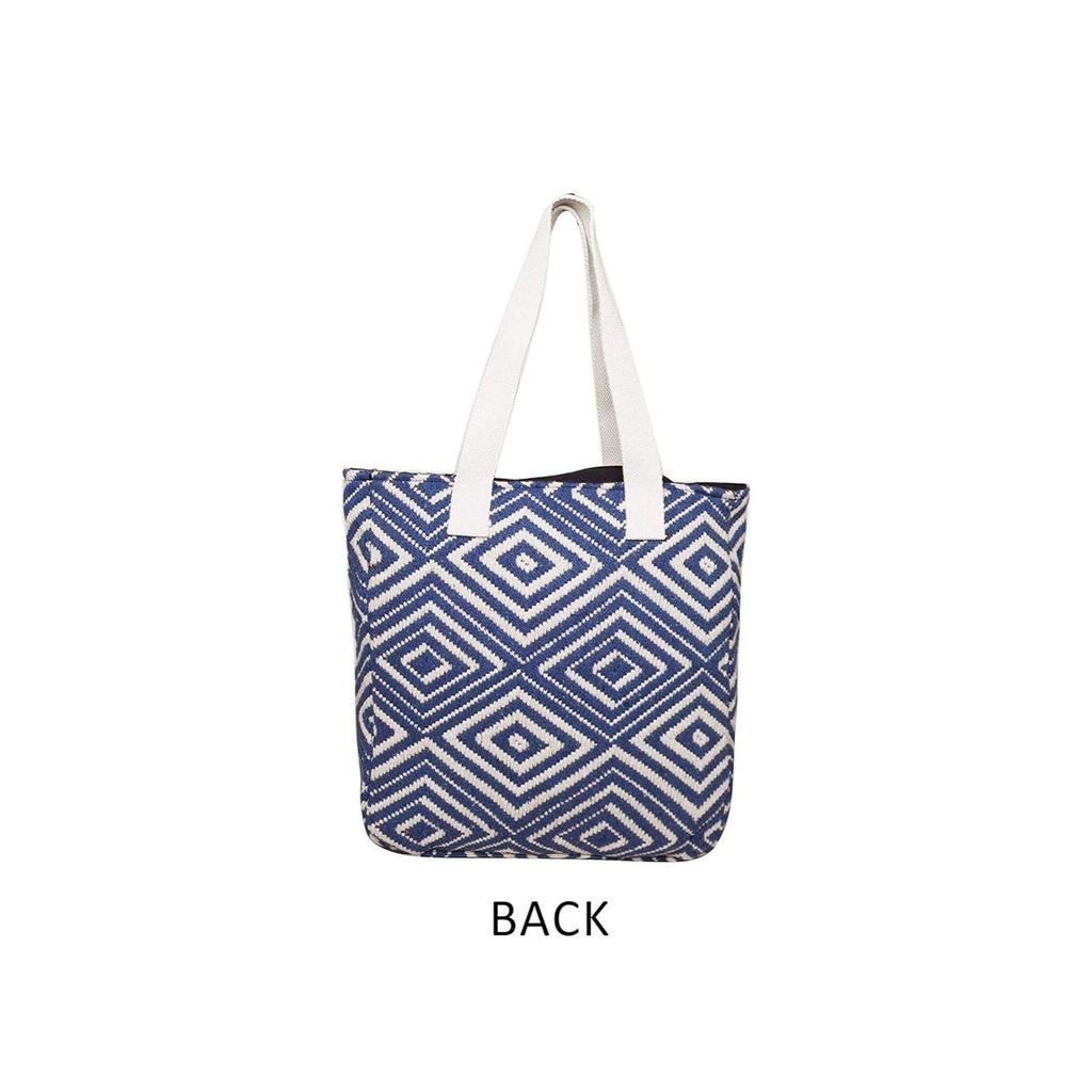 Blue Diamond Textured Cotton Tote Bag