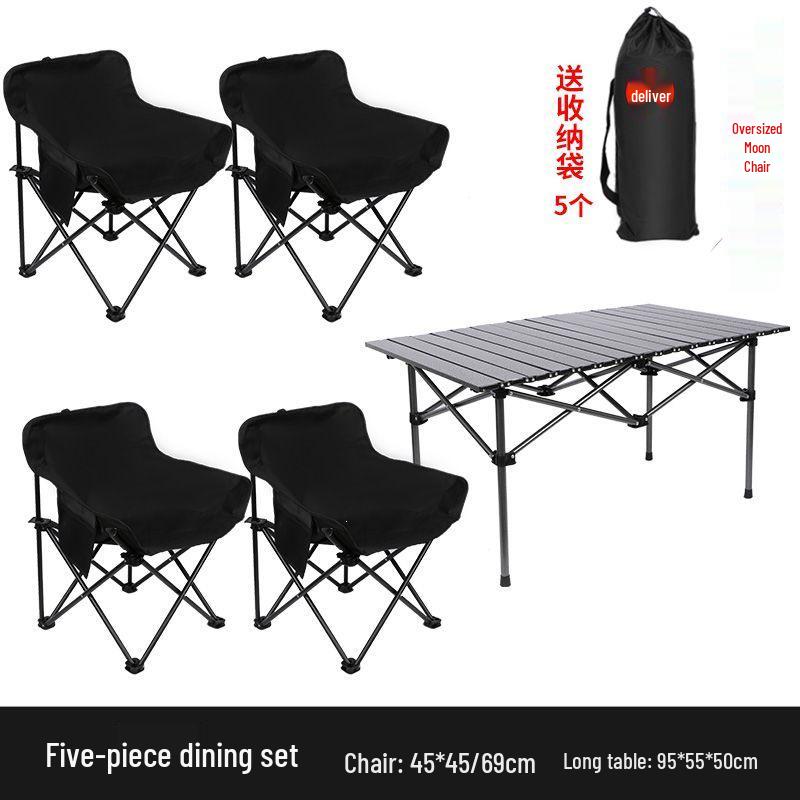 Outdoor Folding Camping Table & High-Back Chair Set