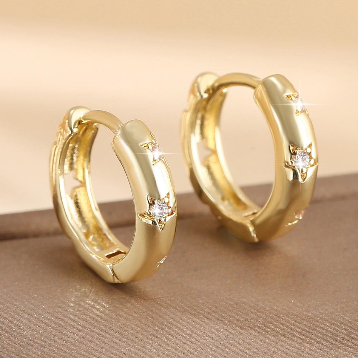 

Zircon Star Hoop Earrings for Women Copper Gold Color Round Huggie Earring 2026 New Trend Wedding Jewelry pendientes mujer