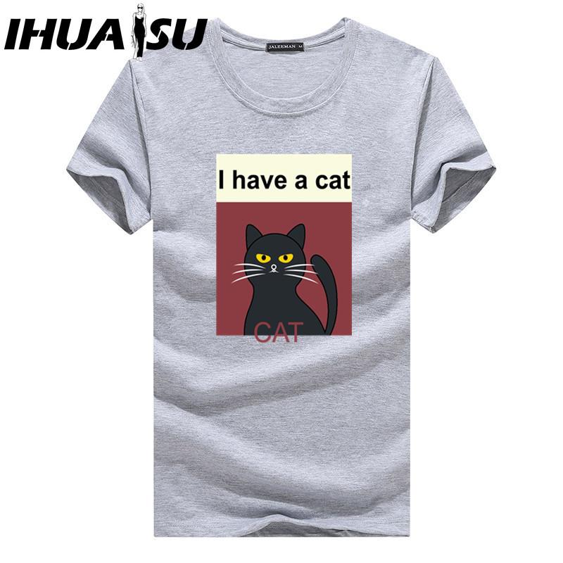 IHUASU Kurzarm-T-Shirt aus Baumwolle für Herren, modisch, lockeres Halbarmhemd, bedrucktes mitfühlendes Hemd