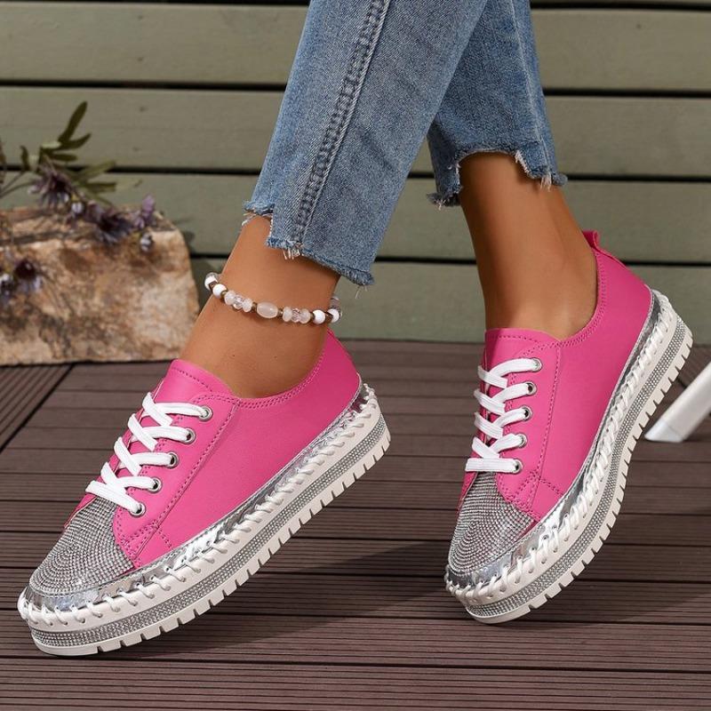 Fashion 2025 New Women Casual Shoes Fashion Rhinestone Crystal Platform Slip-on Women Flats Luxury Comfortable Women Sneakers Size 35-44