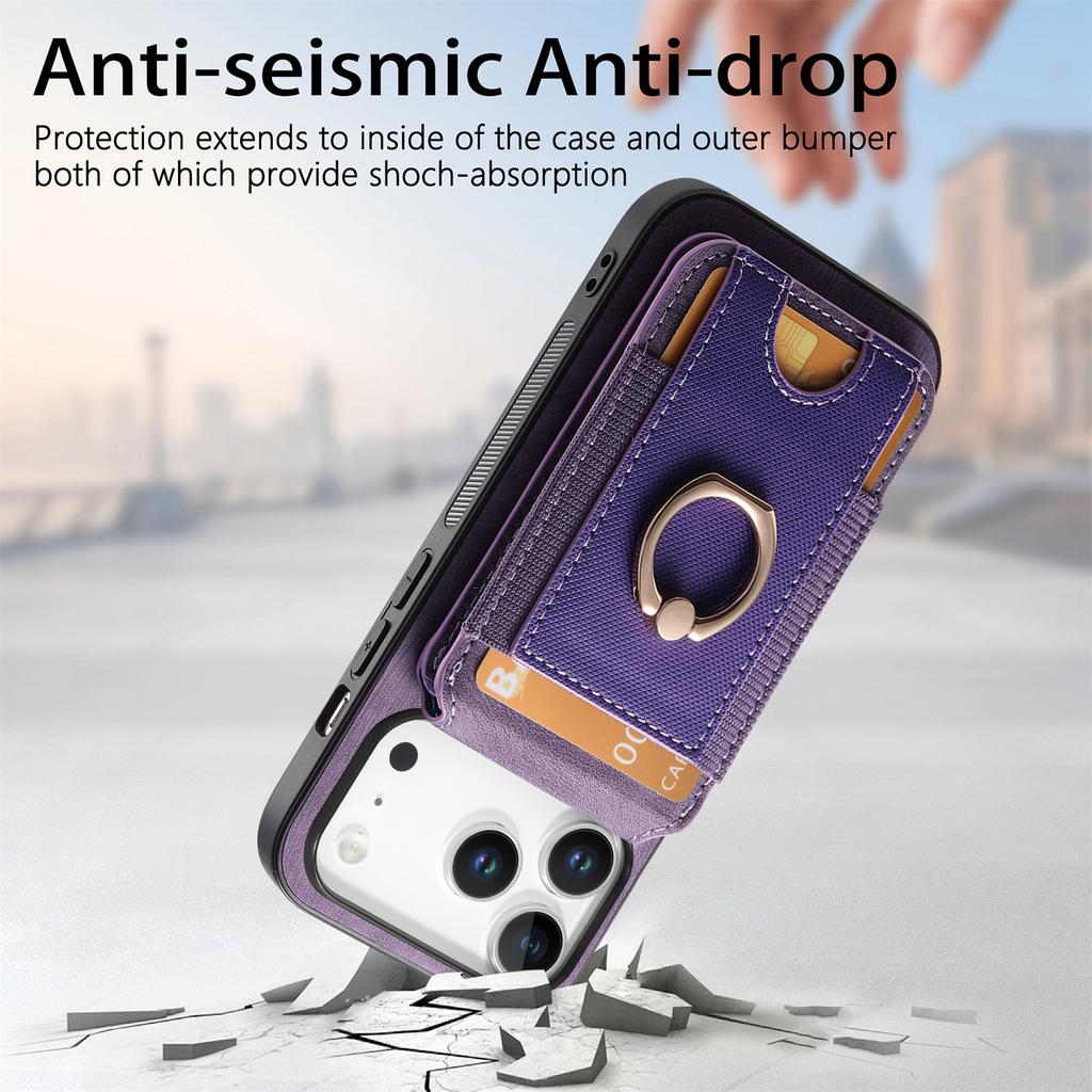 For iPhone 17 Pro Case Compatible with MagSafe Leather Back Cover with Detachable Card Holder Kickstand