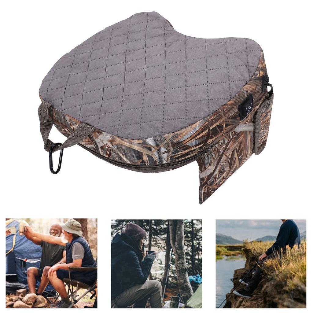 Heated Seat Cushion 600D Oxford Cloth Water Proof USB 3 Heat Settings Portable Stadium Seat Pad for Camping Fishing   Chair