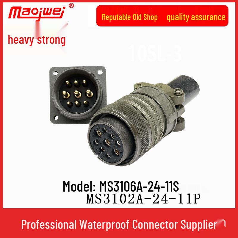 Heavy Duty 9-Pin US Standard Plug & Socket Connector MS3106A24-11S/MS3102A24-11P