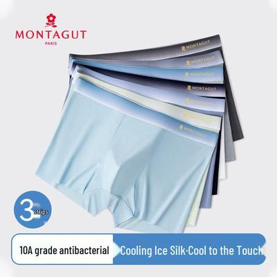 MONTAGUT Men's Ice Silk Antibacterial Seamless Boxer Briefs