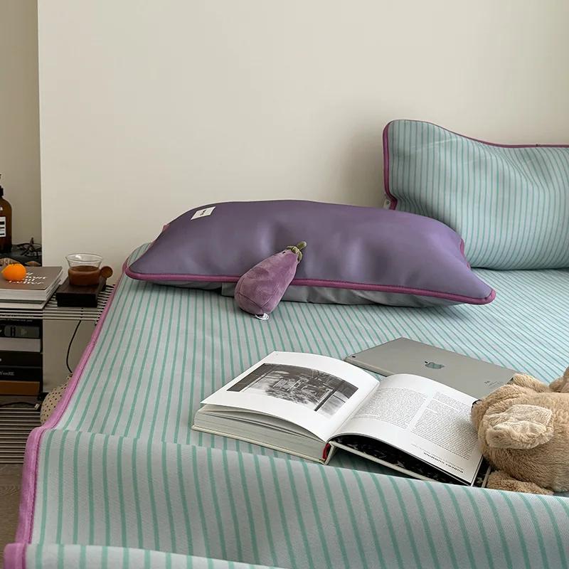 

Летний новый матовый комплект из молочного шелка и ледяного шелка 120 * 200, комплект из двух предметов, 1,5 м, 1,8 м, комплект из трех предметов, полосатый мат 120x200cm 2pcs