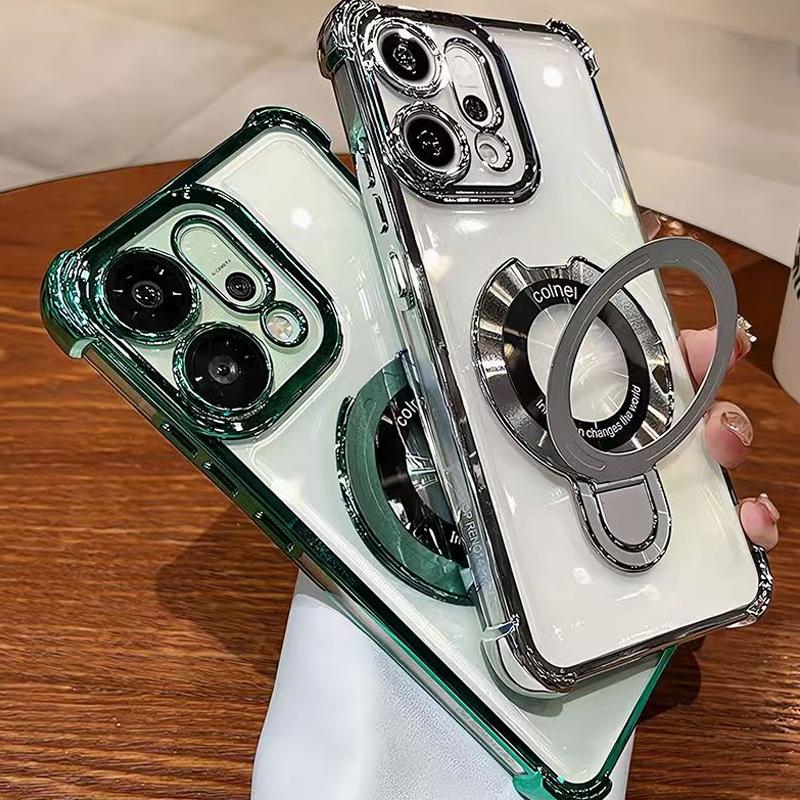 Dla Xiaomi Redmi A5 A3 Pro POCO C85 C75 C71 C65 F6 X6 M6 F7 Pro Etui Magnetyczny Uchwyt Platerowany Poduszka Powietrzna Przezroczysty Odporny na Wstrząsy Pokrowiec