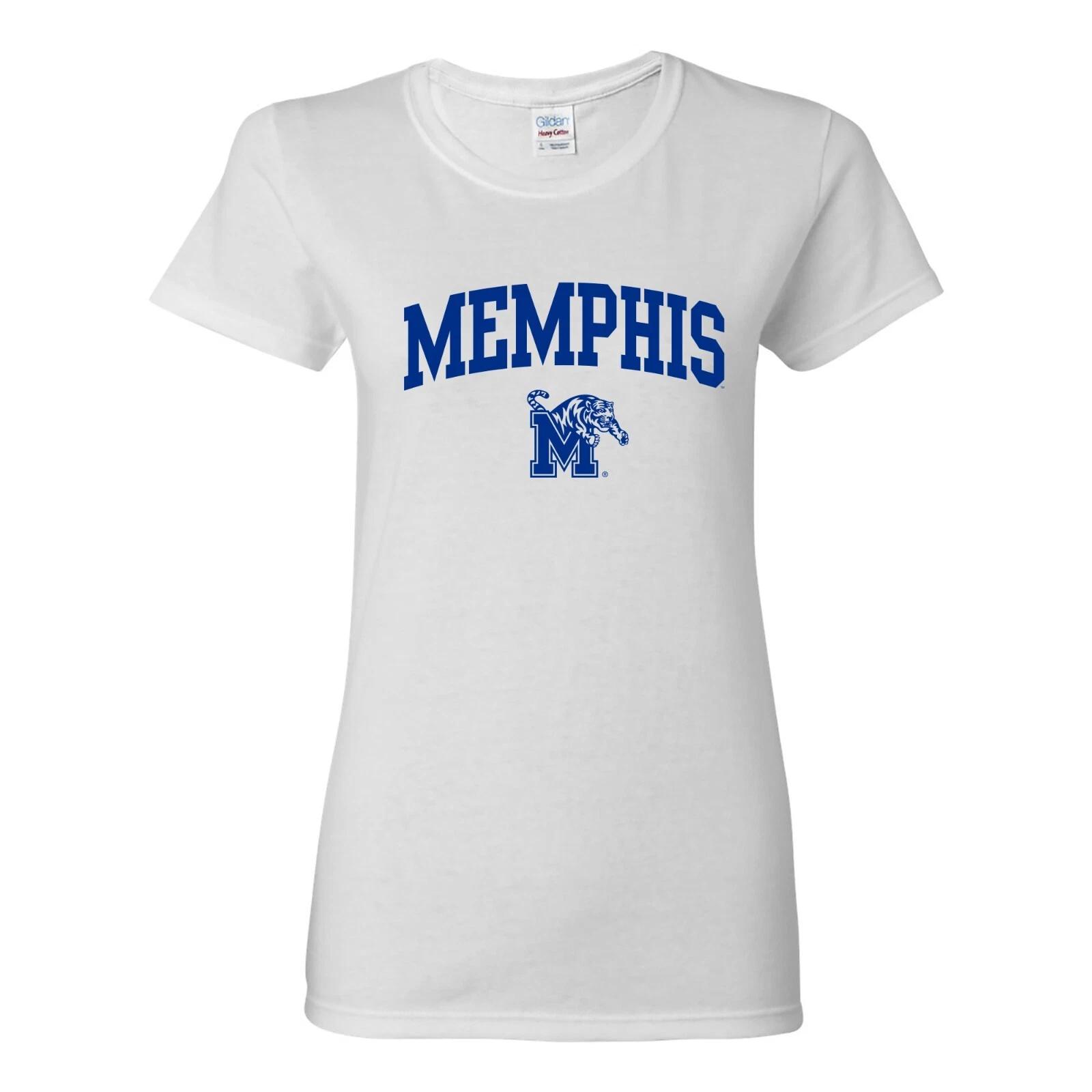 Memphis Tigers Arch Logo - Collegiate Womens T Shirt - White 4XL
