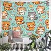 Cute Cartoon Cats with Hearts Pattern Pattern Wall Hanging Tapestry Decorative Tapestry Home Decor for Bedroom and Living Room