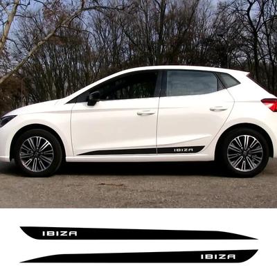 2 db autómatrica Seat Ibiza ajtó oldalsó szoknyához, hosszú csíkos stílusvinil díszítőmatricák karosszéria dekoráció autótuning kiegészítők