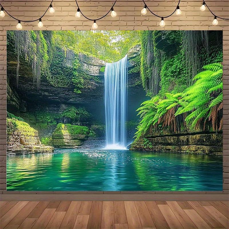Waterfall Landscape Background Polyester Fabric Photography Background and Party Banners - Outdoor and Indoor Party Banners
