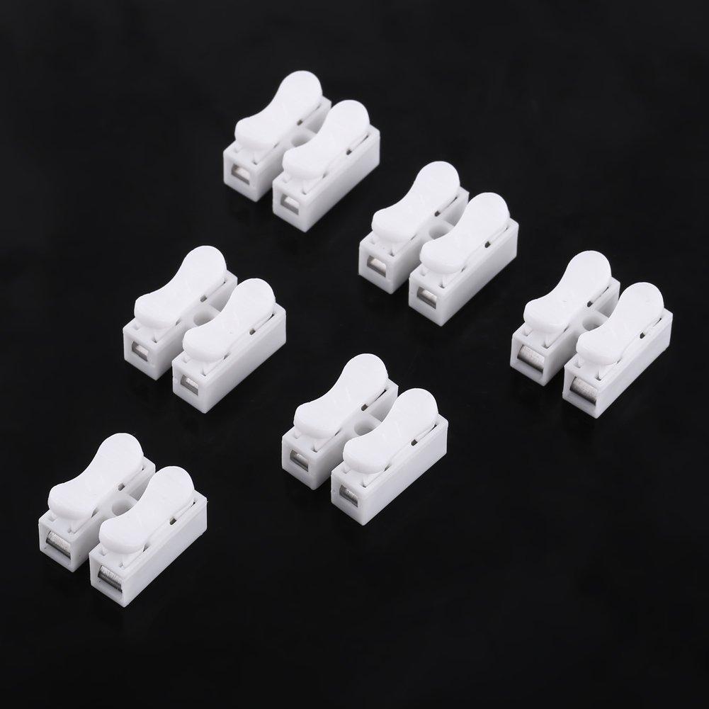 Quick Terminal, 100pcs Quick Splice Wire Terminals T-Tap Self-Stripping 10A 220V 2 Pin Push Quick Wire Cable Connector White Wiring Terminal Male