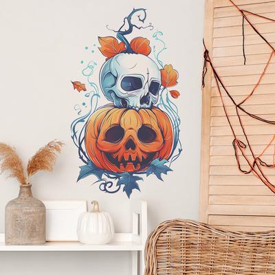 Painted Pumpkin Skull Bedroom Wall Refrigerator Decorative Wall Stickers Self-adhesive