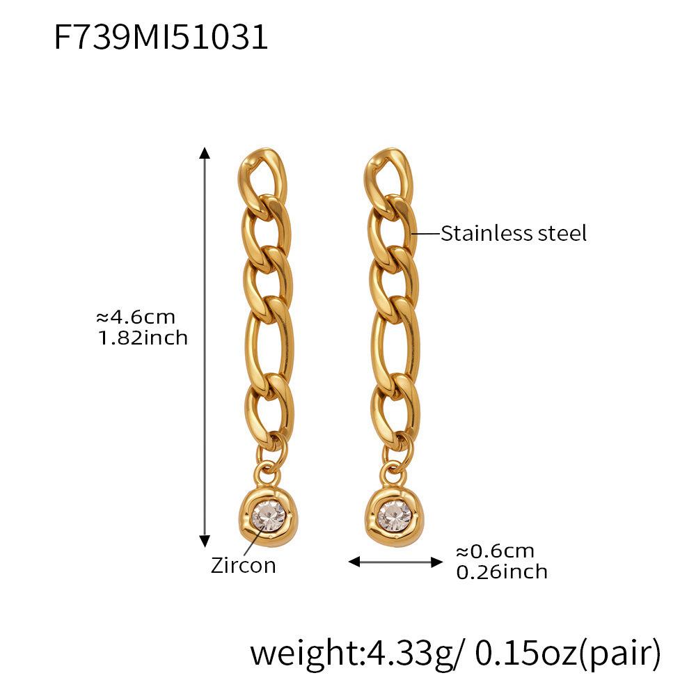 Qiong Yao 18k Gold-Plated Eco-friendly Stainless Steel Round Zircon Stud Earrings