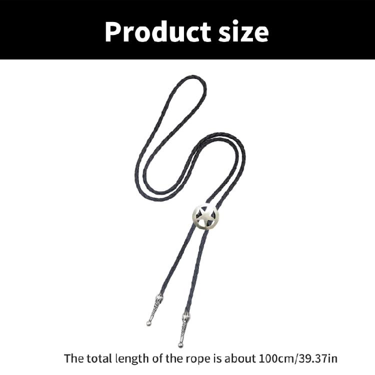 Retro Five Pointed Star Bolo Tie for Men Western Styles Necktie Collar Pendant Rodeos Rope Tie Necklace for Formal Event