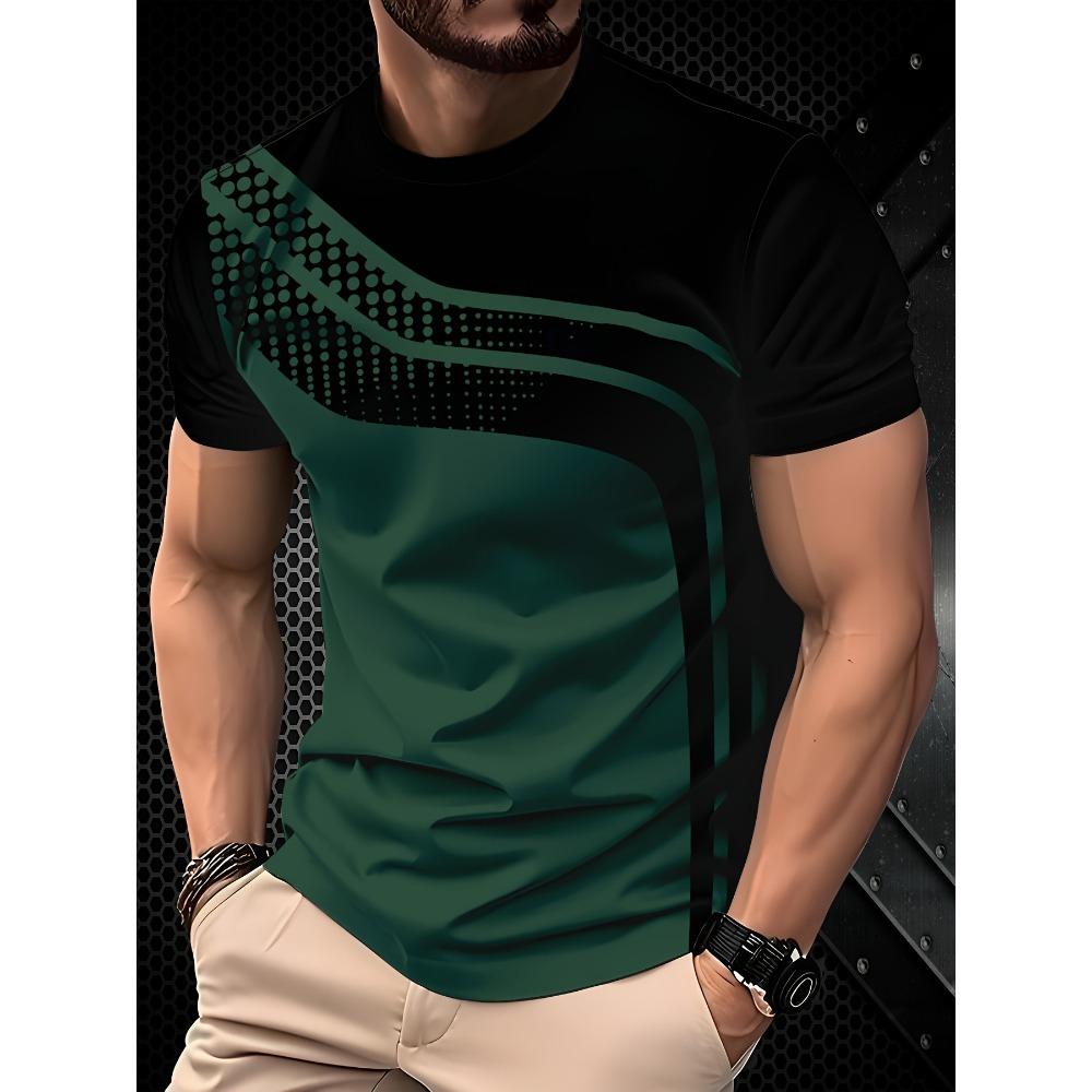 Summer Men's 3D Printed Crew Neck T-Shirt Fashion Versatile Breathable Trend Casual