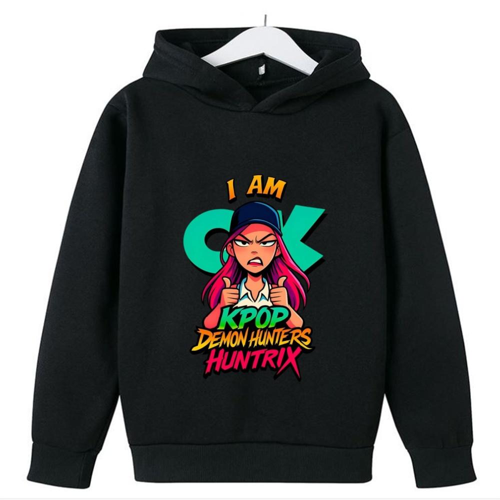 KPop Demon Girls Fashion Casual Sweatshirt Movie New Kids K-Pop Demon Hunters Hooded Tops Toddler Girl Clothes Hunters Hoodie