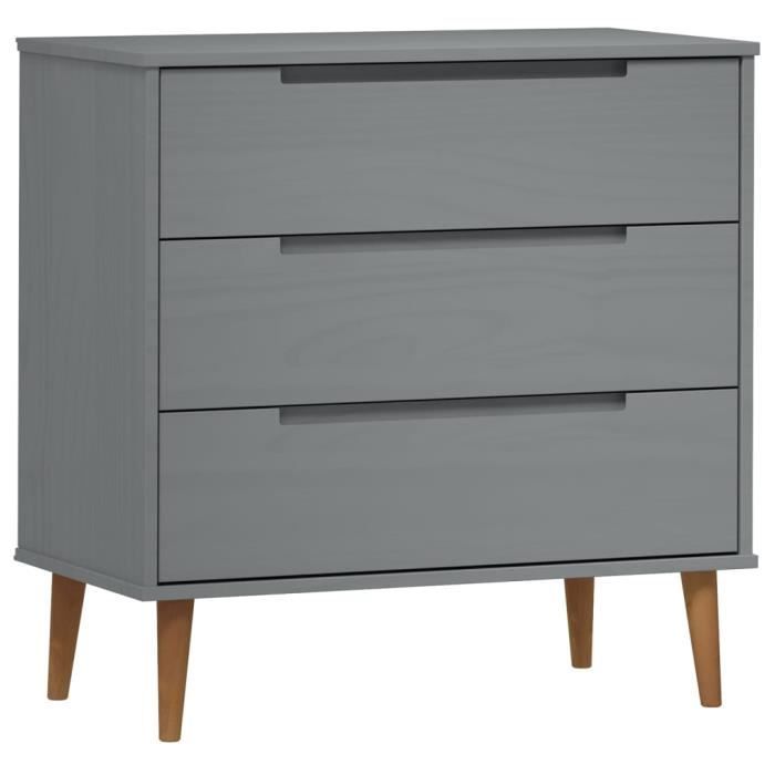 VidaXL Commode MOLDE Grey 80x40x80 Cm Solid Pine Wood 350506