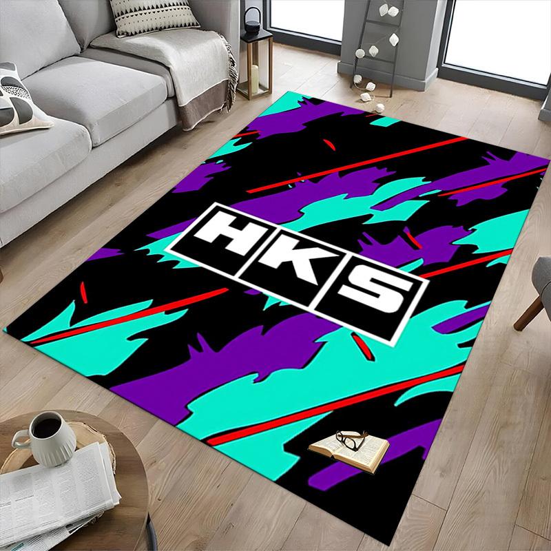 1pc HKS Home Office, Durable Polyester Floor Mat with Easy, Office Decor, Urban Style, Nonslip Backing
