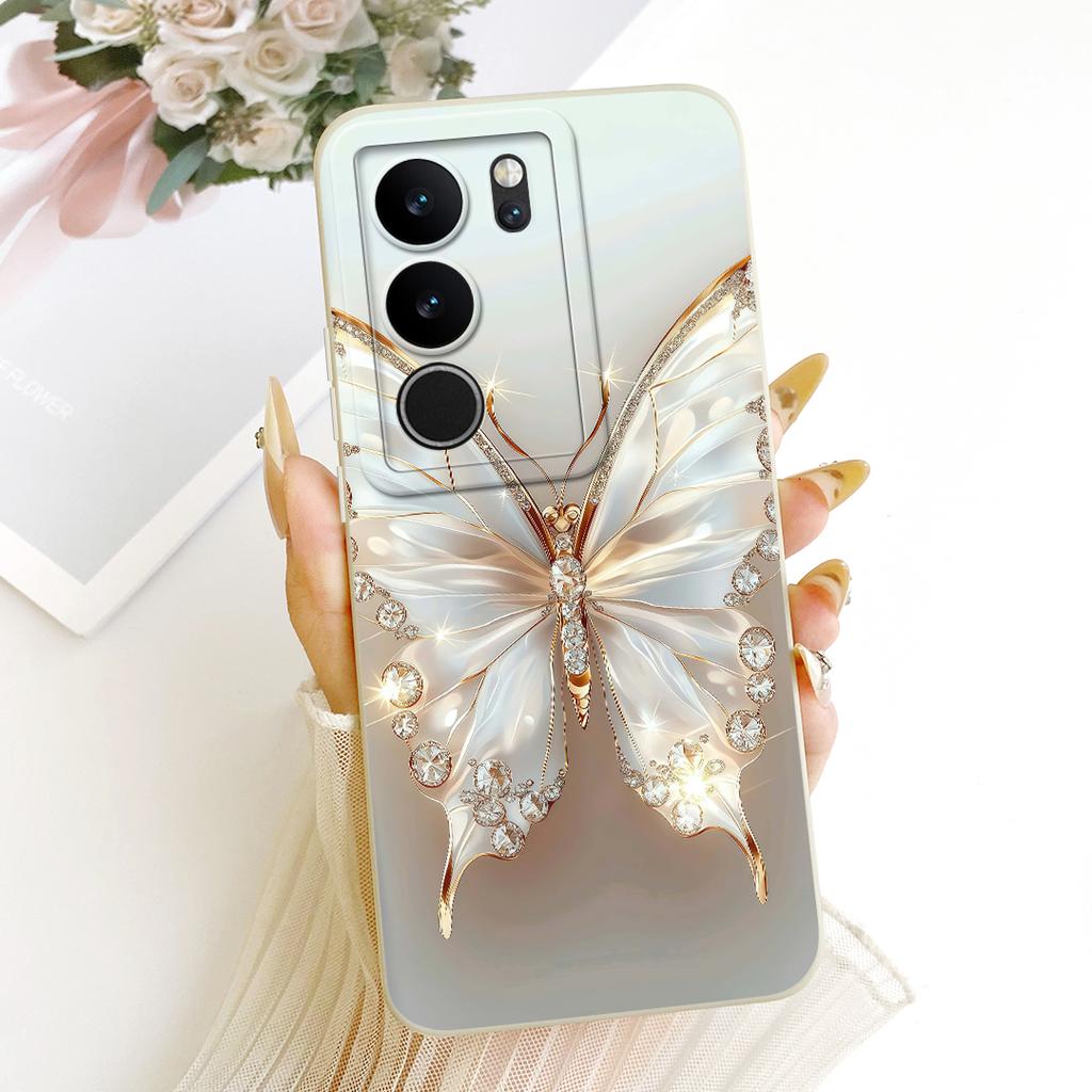 For Vivo V29 V29Pro Cute Cat Flower Cartoon Phone Case For Vivo V 29 V29 Pro V2250 V2251 Shockproof Soft Silicone Covers Bumpers