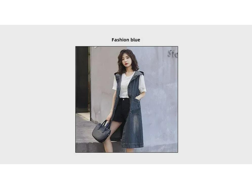 Women's Retro Sleeveless Hooded Denim Jacket with Large Pockets - Summer 2025 Collection