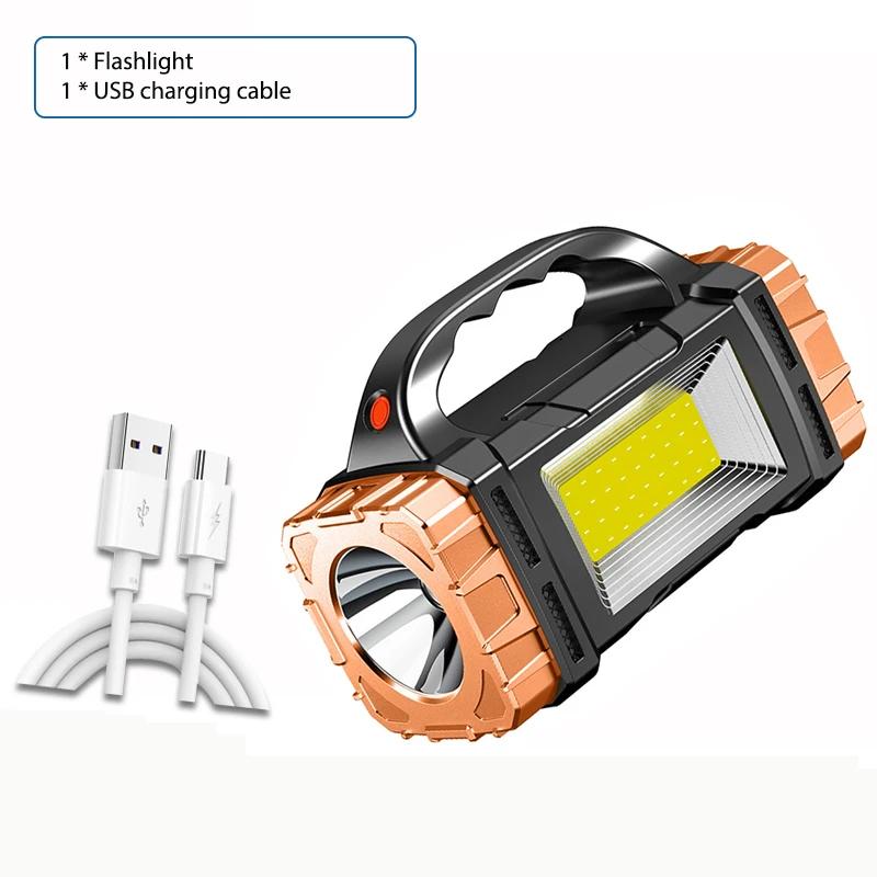 High Power Rechargeable LED Flashlight Multifunctional Portable Light with Side Light Waterproof Multiple Lighting Modes