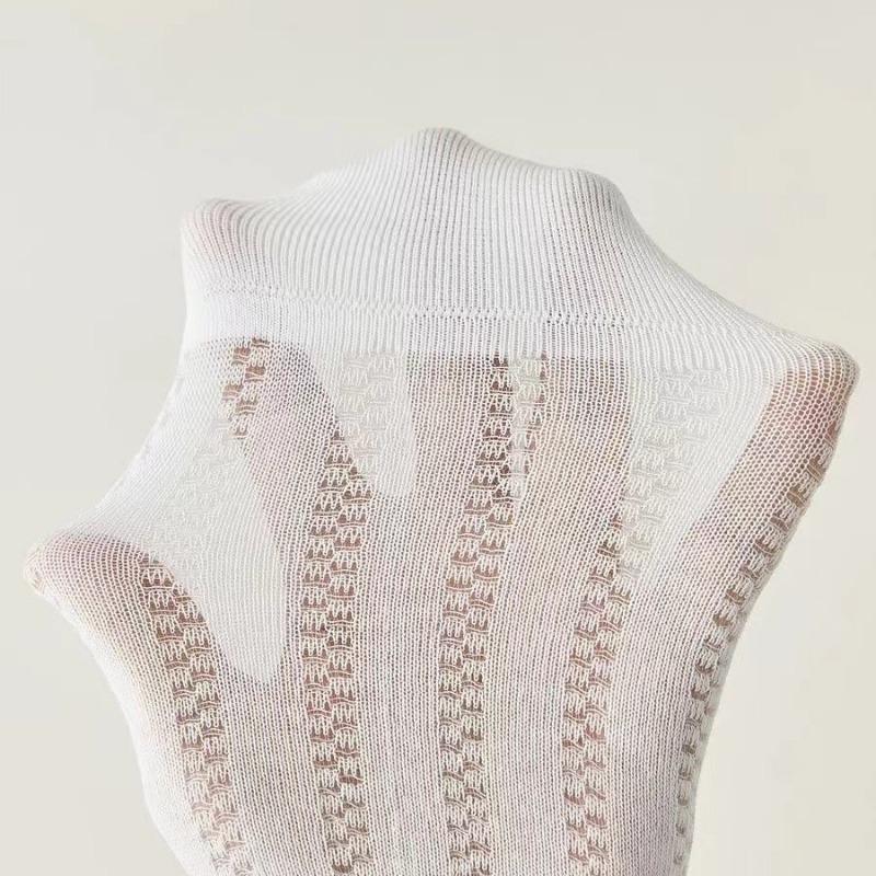 5 Pairs Ballet Style Hollow Mesh Wooden Ear Lace Socks Summer Thin Section of Boneless Mid-calf Socks Candy-coloured Stacked Socks
