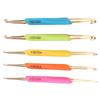 Double Hook Crochet Hook Set TPR Soft Rubber Handle Aluminum Knitting Needle Set (Color Random)