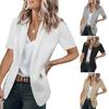 Damen Casual Anzug Mantel Revers Kurzarm Einknopf Anzugjacke Einfarbig Klappentaschen Sommer Business Outwear