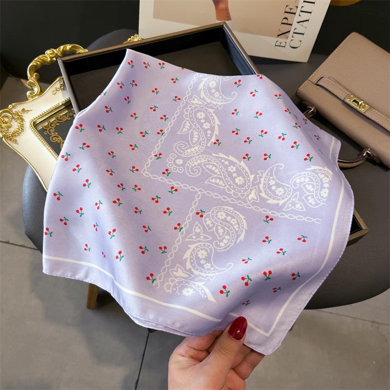 Print 70cm Silk Satin Headkerchief Women Luxury Design Neck Tie Scarf Female Hair Hand Wrist Foulard Shawl Hijab Bandana Scarves