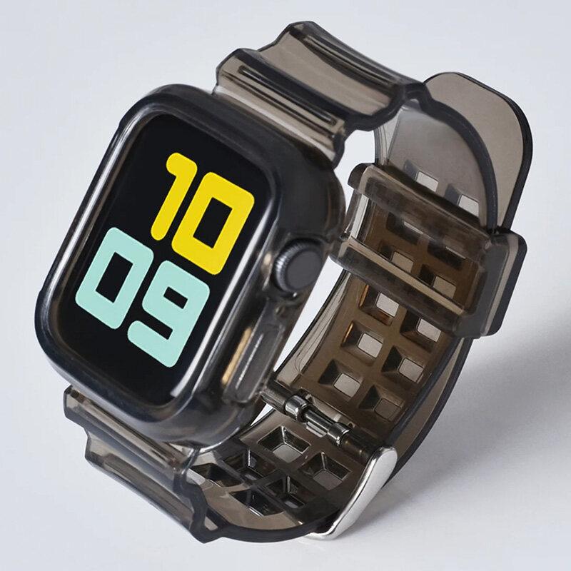 Klassisches transparentes Silikonarmband für Apple Watch Serie 9 8 7 Armband 41mm 45mm 40mm 44mm für iwatch 8 7 6 Se 5 4 3 Armband 38mm 42mm