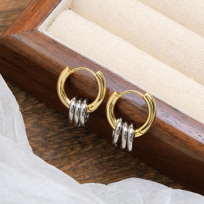 

Двухцветные съемные серьги-кольца: Стильный нишевый дизайн для женщин, металлические каффы для ушей, многовариантное ношение