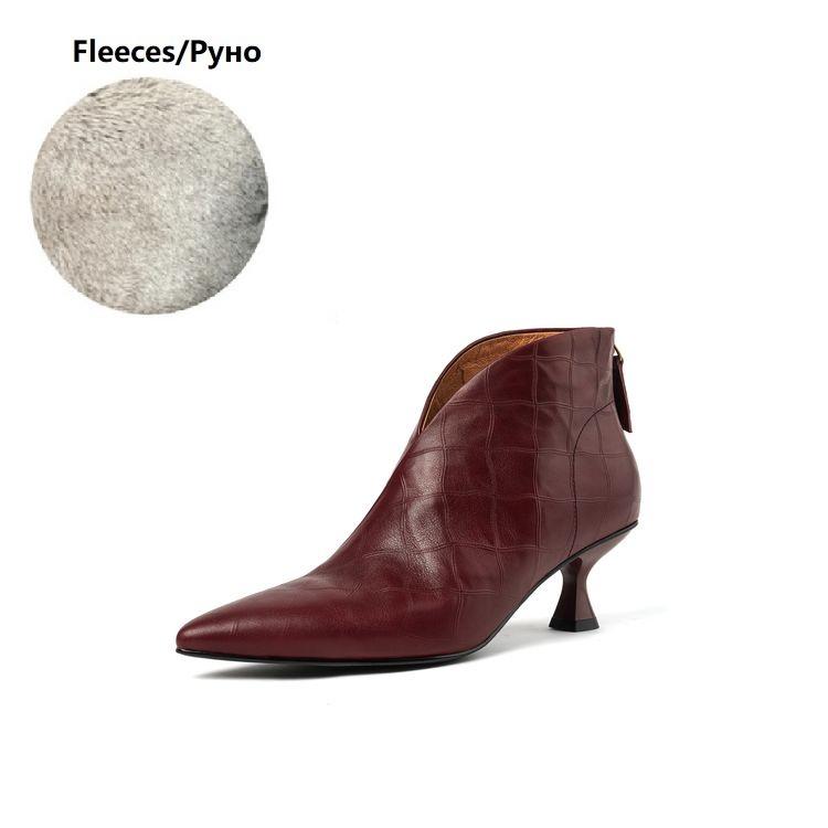 

Fashion NEW Autumn/Winter Women Boots Pointed Toe Kitten Heel Shoes Genuine Leather Shoes for Women Zip Ankle Boots Elegant Modern Boots 34