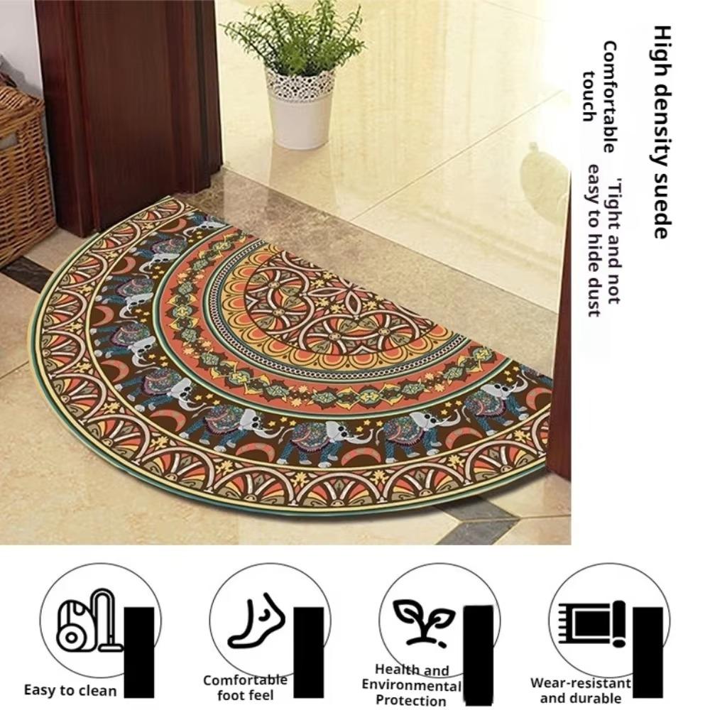 1PC Retro Door Rug Semi-circular Floor Mat Entrance Door Rugs Non-slip Absorbent Bathroom Mat Room Home Decoration Hogar Tapete
