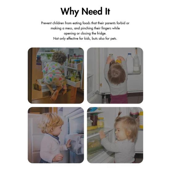2Pcs Child Safety Refrigerator Lock Self-adhesive Multi-Purpose Drawer Cupboard Oven Fridge