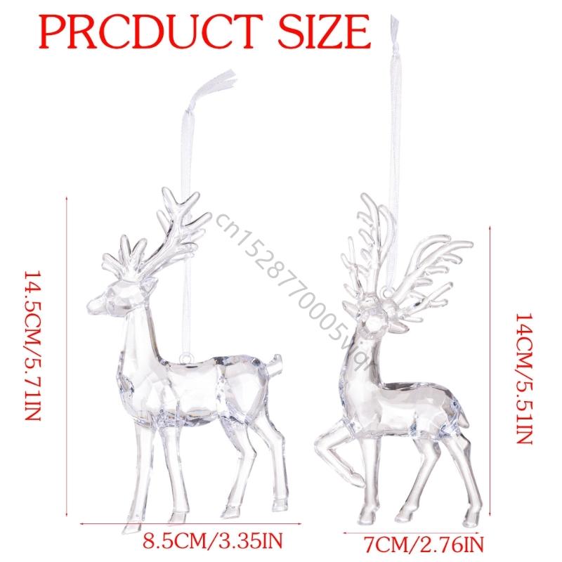 Set of 3 Crystal Elk Ornament Clear Acrylic Christmas Tree Decoration For Festival Home Decors And Seasonal Accessories AXYD