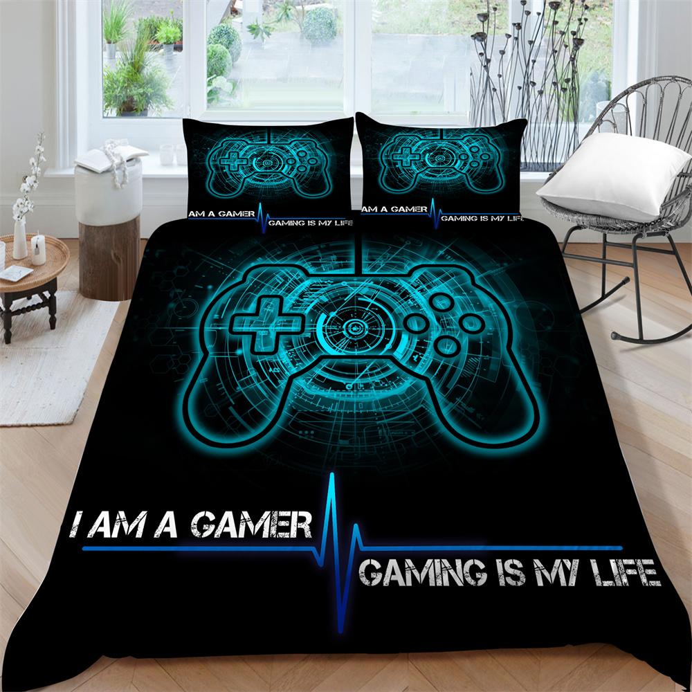 Gamepad Print Bedding Cover Gane Handle Pattern Bed Set Bedding Cover Boy Girl Single Size Duvet Cover Polyester Bedroom Decor