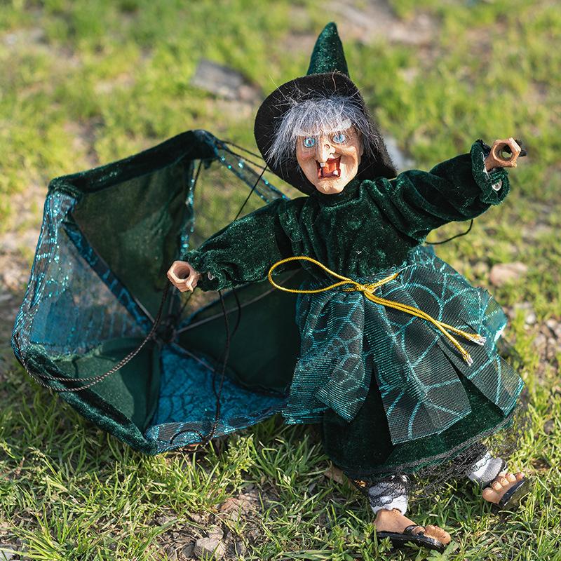 

Electric Glow Witch Door Hanging Parachute Pendant Bar-Style Haunted House Accent for Scary Pranks Haunting Halloween Decor зелений
