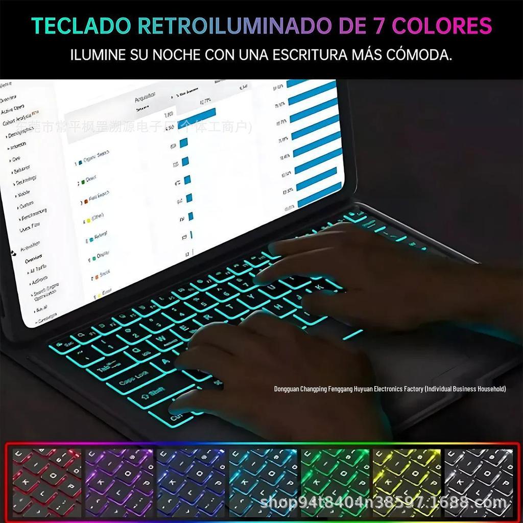 Samsung A11+ Tablet Leather Case with Touchpad Backlit Bluetooth Keyboard for A9+ 11-inch