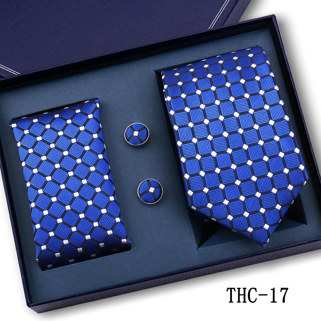 Men'S Business Tie Pocket Square Scarf Gift Box Set Formal Wedding Professional Shirt Trendy Tie Worker