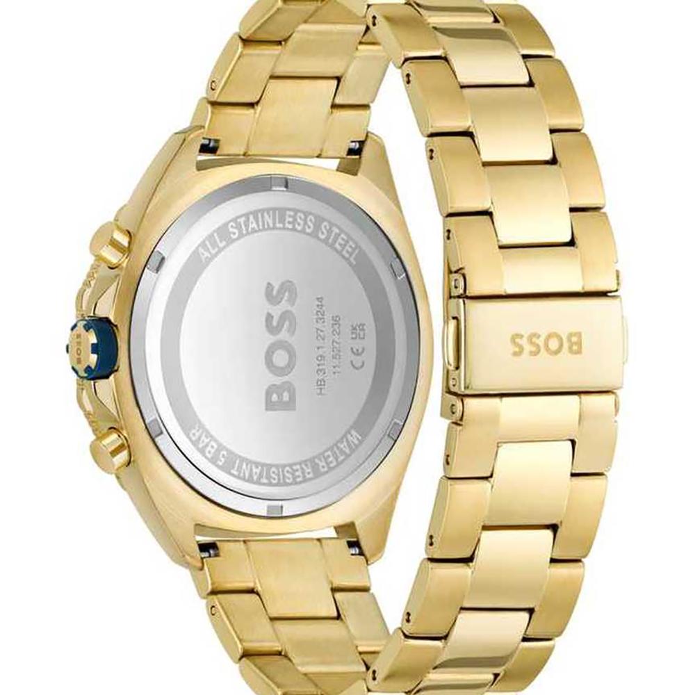 Hugo Boss 1513973 Men's Watch Gold Strap Blue Dial 44 Mm + Box