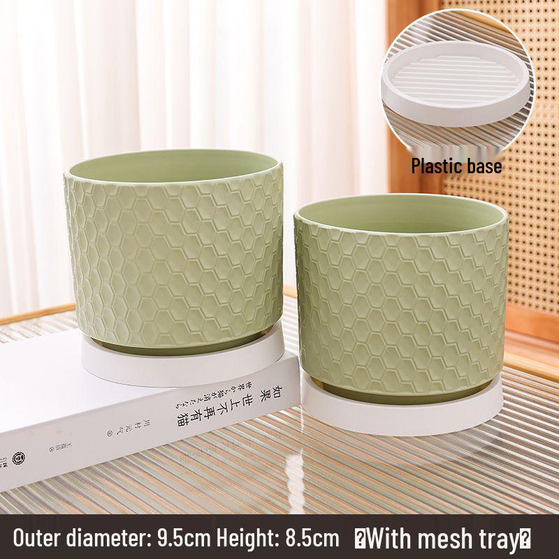 Elegant Large Ceramic Flower Pot with Saucer for Home - Light Luxury Style Ideal for Orchids, Succulents, and Green Plants