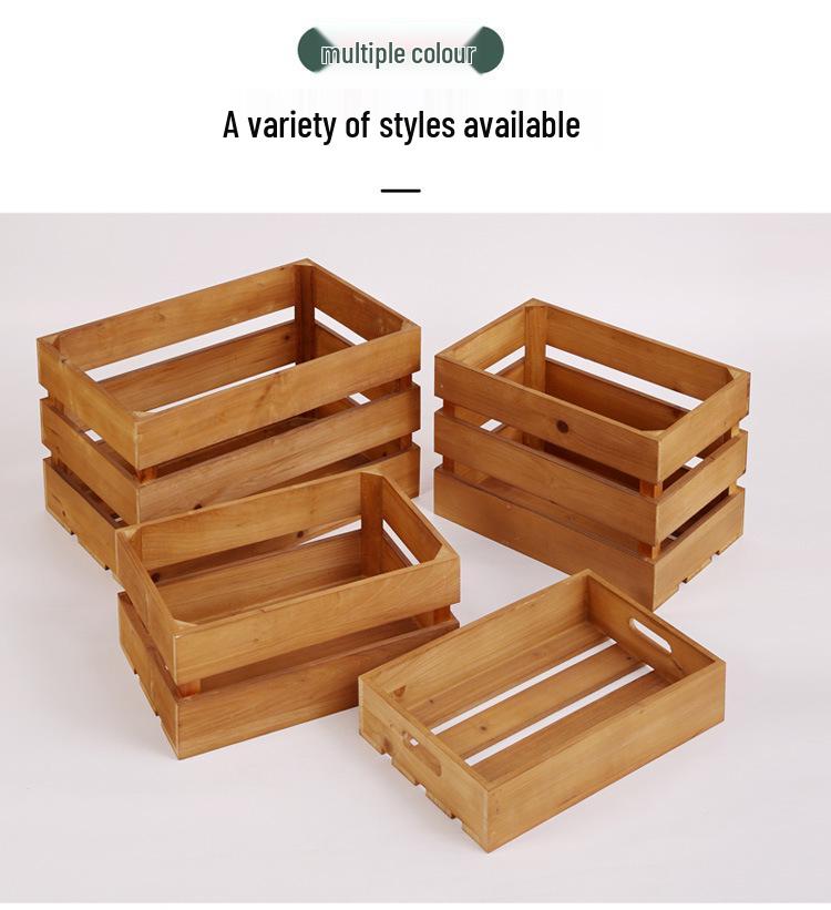 Caixa de Exibição e Armazenamento com Ripas de Madeira Maciça para Decoração e Adereços de Fotografia